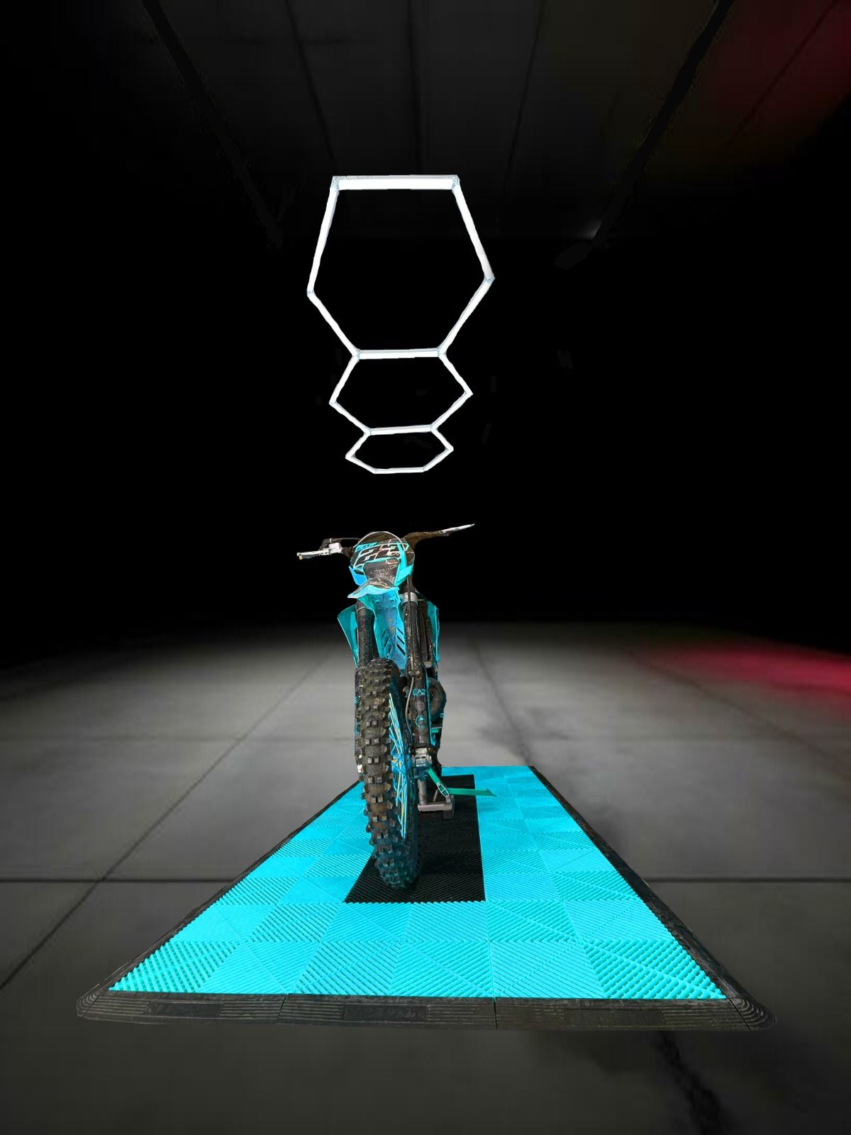 POSTAZIONE MOTO PAVIMENTAZIONE E LED NIDO D'APE AZZURRO GHIACCIO - immagine 2