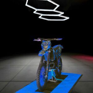 POSTAZIONE MOTO PAVIMENTAZIONE E LED NIDO D'APE BLU